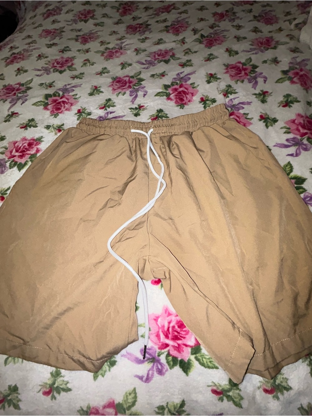 Men's Athletic Drawstring Shorts in Tan